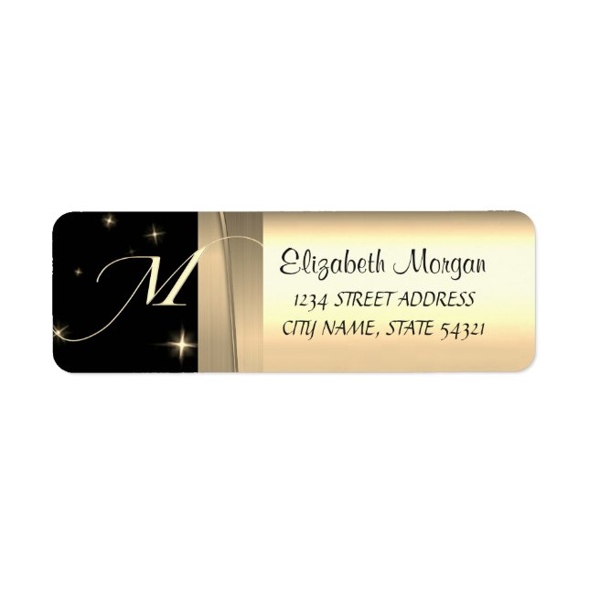 Elegant  Chic Luxury ,Faux Gold,Black,Monogram (Front)
