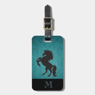 Elegant chic luxury  leather look horse monogram luggage tag