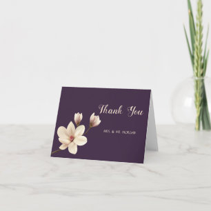 Elegant Chic Magnolia Roses Thank You Card