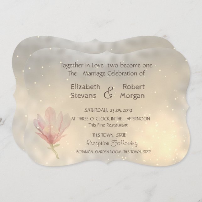 Elegant Chic  Magnolia Wedding Invitation (Front/Back)