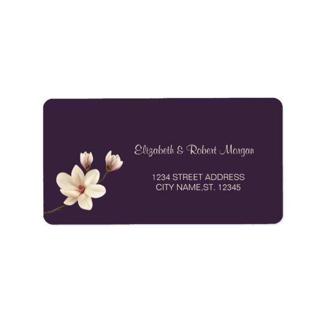 Elegant Chic Magnolia  Wedding Label (Front)