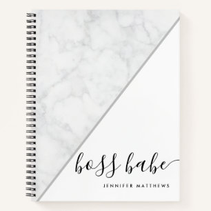 Elegant Chic Marble Boss Babe Personalised Notebook