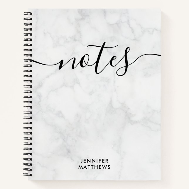 Elegant Chic Marble Personalised Notebook (Front)