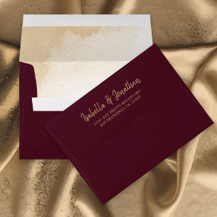 Elegant chic maroon wedding envelope