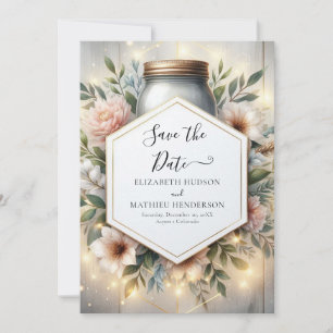 Elegant Chic Mason Jar Wedding Save The Date