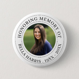 Elegant Chic Memorial Photo Tribute Design 6 Cm Round Badge