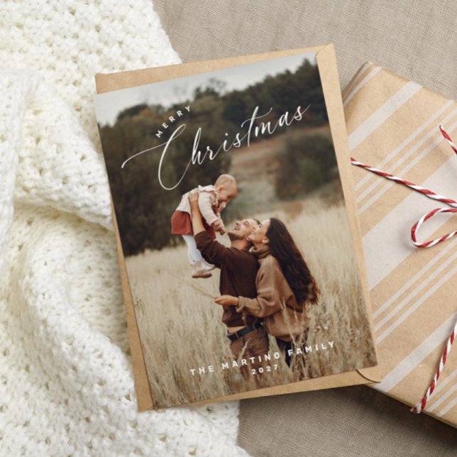 Elegant Chic Merry Christmas Photo Holiday Card (Creator Uploaded)