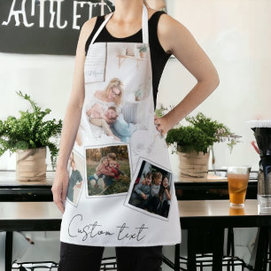 Elegant chic minimal cursive photo collage  apron