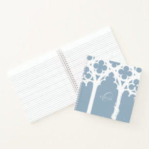 Elegant Chic Minimal Gothic Arch Typography Blue Notebook