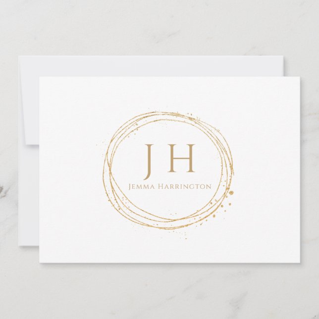Elegant Chic Minimal Modern Gold Monogram  Card (Front)