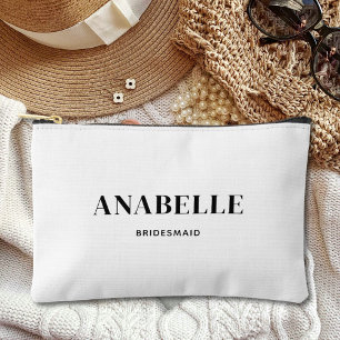 Elegant Chic Minimalist Bridesmaid Gift   White Accessory Pouch