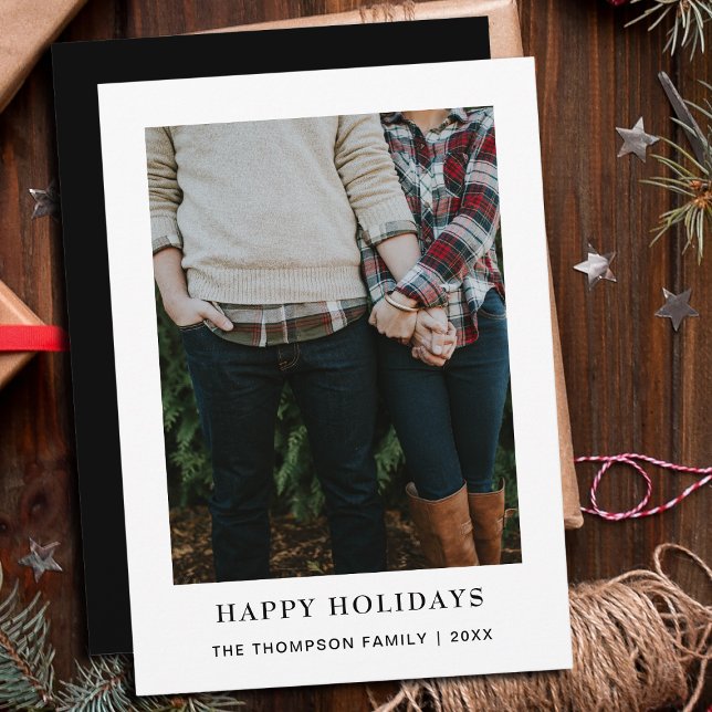 Elegant Chic Minimalistic Single Photo Christmas Holiday Card (Creator Uploaded)