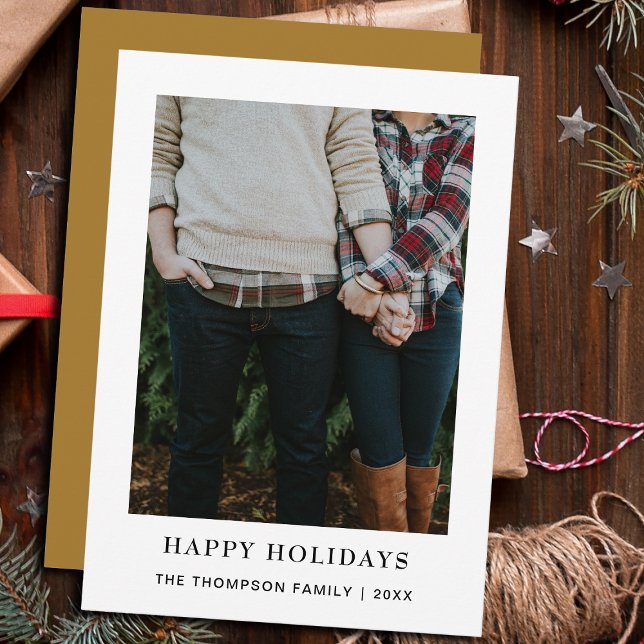 Elegant Chic Minimalistic Single Photo Christmas Holiday Card (Creator Uploaded)