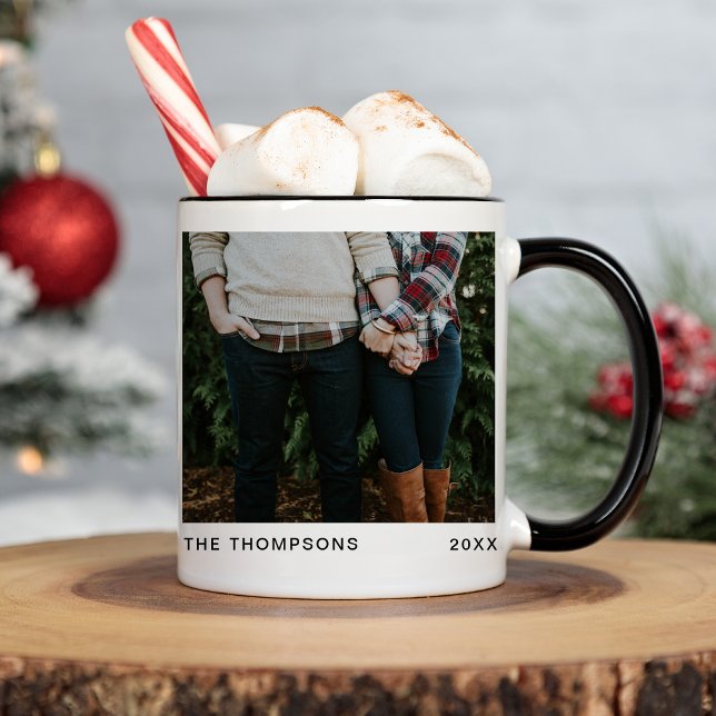 Elegant Chic Minimalistic Single Photo Christmas Mug (Creator Uploaded)