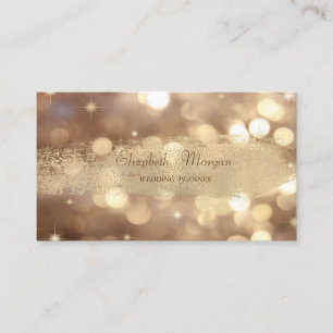 Elegant Chic Modern Bokeh,Faux Gold Brush Stroke Business Card