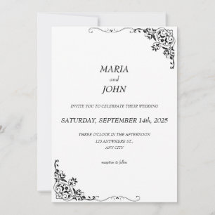 Elegant Chic Modern Classic Black and White Invitation