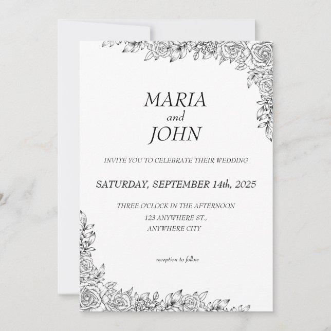 Elegant Chic Modern Classic Black and White  Invitation (Front)