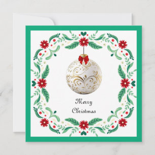 Elegant Chic Modern Colourful Merry Christmas Ball Holiday Card