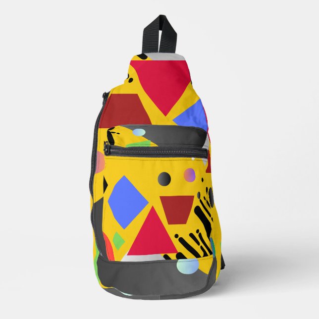 Elegant chic modern geometric style boy sling bag (Front)