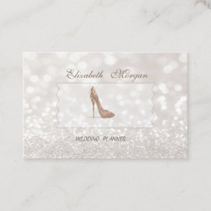 Elegant Chic Modern Glittery Bokeh,High Heel Business Card