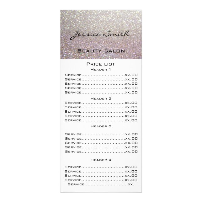 Elegant chic modern luxury faux glittery menu card (Front)