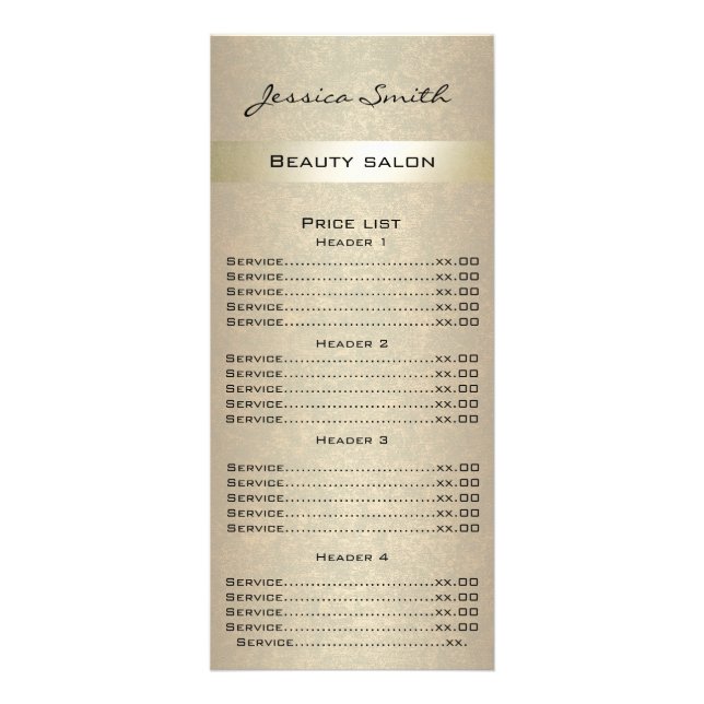 Elegant chic modern luxury faux gold menu card (Front)