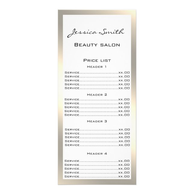 Elegant chic modern luxury faux gold rack card (Front)