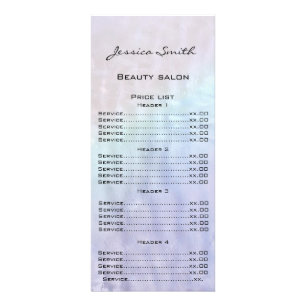 Elegant chic modern luxury holographic menu card