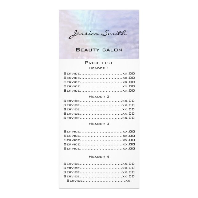 Elegant chic modern luxury holographic menu card (Front)