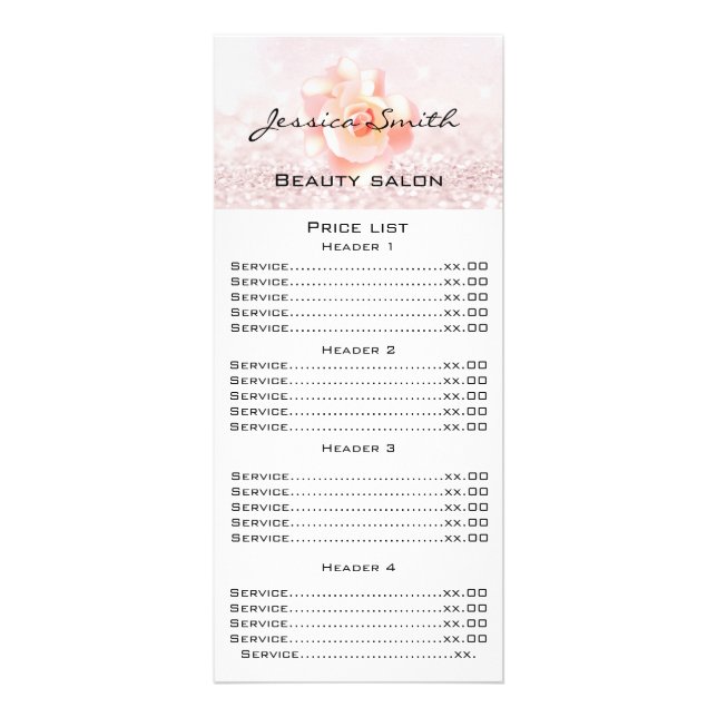 Elegant chic modern luxury rose glittery menu card (Front)