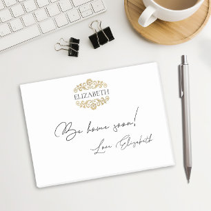 Elegant Chic Modern Monogram Black Gold  Post-it Notes
