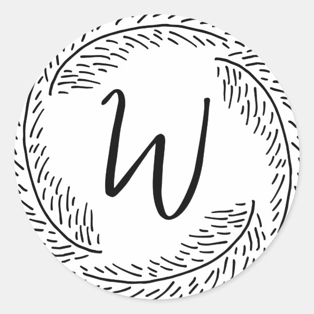 Elegant Chic Modern Simple Chic Monogram Foliage Classic Round Sticker (Front)