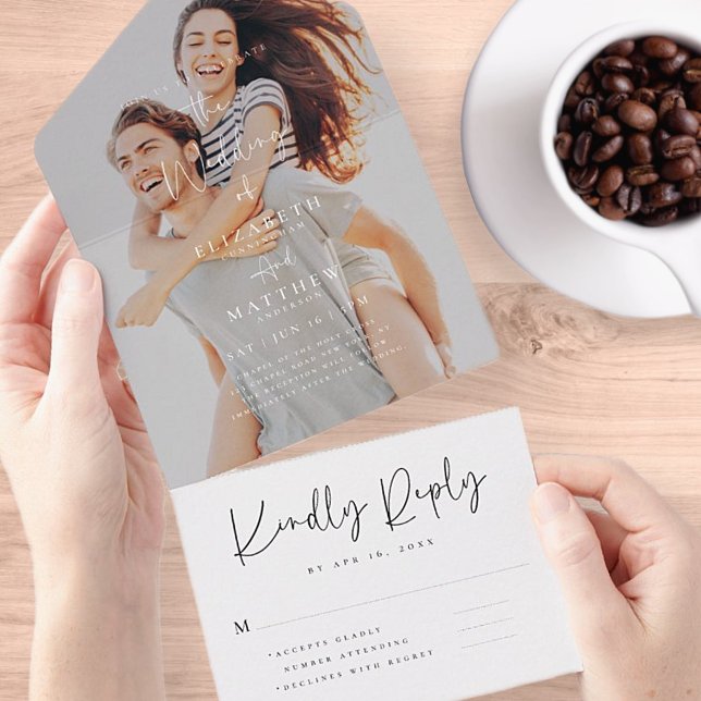 Elegant Chic Modern Simple Photo Wedding All In One Invitation (Creator Uploaded)