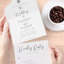 Elegant Chic Modern Simple QR Code Wedding