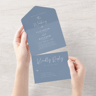 Elegant Chic Modern Simple Typography Wedding All In One Invitation