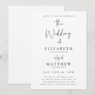 Elegant Chic Modern Simple Typography Wedding Invitation