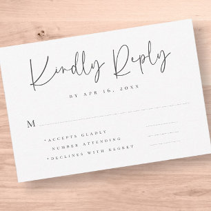 Elegant Chic Modern Simple Typography Wedding RSVP Card