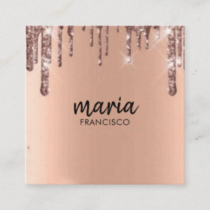 Elegant chic modern square minimalist white  square business card