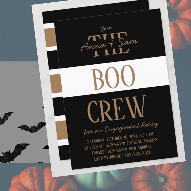 Elegant Chic Modern Striped Fall Engagement Party Invitation (Creator Uploaded)
