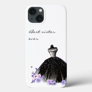 Elegant Chic Modern Watercolor Trendy Black Girly iPhone 13 Case