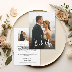 Elegant Chic Modern Wedding Photos Thank You Card