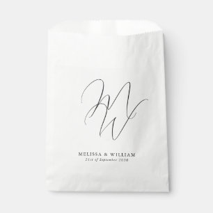 Elegant Chic Monogram Modern Black & White Favour Bags