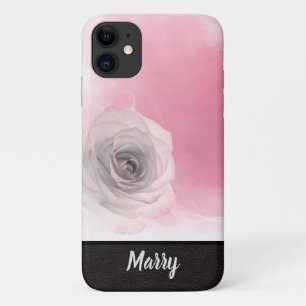 Elegant Chic Monogram Name Stylish Pink Rose Case-Mate iPhone Case