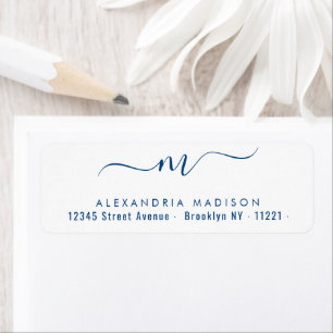 Elegant Chic Monogram Navy Blue Modern Typography