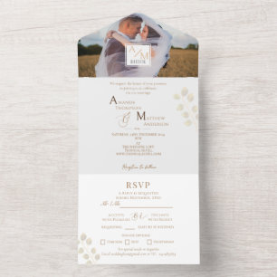 Elegant Chic Monogram Photo All In One Invitation