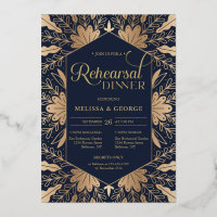 Elegant chic navy and real gold foil rehearsal