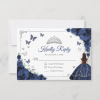 Elegant Chic Navy Blue Silver Quinceanera Reply