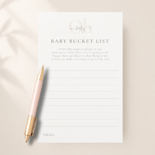 Elegant Chic Neutral Shower Baby Bucket List Card