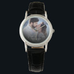 Elegant Chic NewlyWed Wedding Photo Anniversary<br><div class="desc">This elegant script photo watch will be a beautiful keepsake of your wedding day! The unique calligraphy reads 'Mr and Mrs' alongside your custom family name and date. Add your wedding photo and make this into a perfect gift for the newlywed bride,  an anniversary,  or vow renewal!</div>
