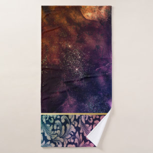 Elegant Chic Old Gold Swirls Lines Galaxy Bath Towel Set